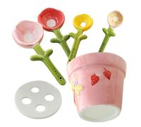Flower Measuring Cups - Decorative Ceramic Set, Baking Spoon Tools, Floral Kitchen Gadgets, Precision Coffee Measures, Inoor Cooking Use, Home Dish Prep, Table Baking Accessories Enhancing Cooking co