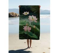 Flower Microfiber Beach Towel for Adult 150x75cm, Lightweight Microfibre Towel Plant Pattern With Bag, Sand Free Absorbent Quick Dry for Pool Yoga Gym Camping Beach Accessories Vacation Gifts 288-TF
