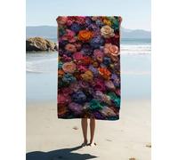 Flower Microfibre Beach Towel 160x80cm 1 Pack, Large Beach Towels for Adults Plant Pattern with Waterproof Storage Bag Quick Dry Sand Free Lightweigh for Travel Pool Holiday Camping Yoga Gym 4J2-J6