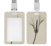 Flower Minimalistic Botanical Composition ID Badge Holder Retractable Clip Card Holder Card Protector Name Badge Name Tag for Work Office Doctor Nurse