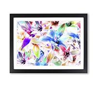 Flower Mixed Colour Orchids Modern Framed Wall Art Print, Ready to Hang Picture for Living Room Bedroom Home Office Décor, Black A3 (46 x 34 cm)