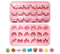 Flower Mold Set, 2 PCS Daisy Tulip Flower Chocolate Molds, 9 Unique Patterns Non-Stick Silicone Moulds for Chocolate Candy Ice Cubes Jelly Pudding Soap Cookies Wax Melts, Molds for DIY Desserts