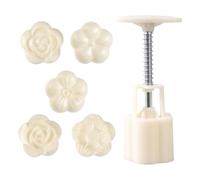 Flower Mooncake Mould with 6 Stamps, Mung Bean Cake Baking Tool | Festival DIY Hand Press Cookie Stamps Pastry Tool For Bakers Parents Beginners Professionals Home Apartment Party School