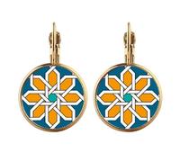 Flower Morocco Style Geometry Gold Clip On Drop Earrings Non Piercing Dangle Jewelry