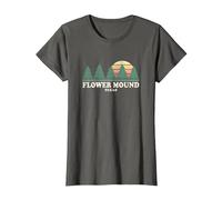 Flower Mound TX Vintage Throwback Tee Retro 70s Design T-Shirt, Women, Asphalt Grey, Medium