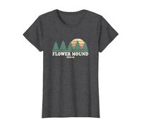 Flower Mound TX Vintage Throwback Tee Retro 70s Design T-Shirt, Women, Dark Heather Grey, Medium