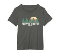 Flower Mound TX Vintage Throwback Tee Retro 70s Design T-Shirt, Women's Plus, Asphalt Grey, 6X