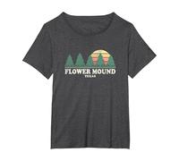 Flower Mound TX Vintage Throwback Tee Retro 70s Design T-Shirt, Women's Plus, Dark Heather Grey, 4X