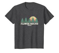 Flower Mound TX Vintage Throwback Tee Retro 70s Design T-Shirt, Youth, Dark Heather Grey, Small