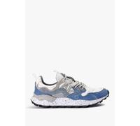 FLOWER MOUNTAIN Mens Yamano 3 Suede/Nylon Trainers In Atlantic-White Mens Shoe Size: 44, Colour: White Suede
