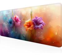 Flower Mouse Mat 100 x 40cm Large Gaming Mouse Pad Yellow Keyboard Mat Stitched Edges, Non Slip Rubber Base, Waterproof Soft Cloth, Computer Accessories for Home Office Decor, Gifts PjY1496 K-7