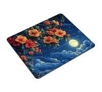Flower Mouse Mat 36 x 30 cm Small Mouse Pad Moon Waterproof Mousepad Gaming Desk Accessories, Anti-slip Rubber Base Mousemat with Stitched Edge for Office, Learning, Gaming, Gifts for Men S0-240