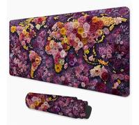Flower Mouse Mat 900x400 mm Large Mouse Pad World Map Office Accessories Waterproof Desk Mat with Non-Slip Base, Smooth Surface to Improve Precision and Speed, Gaming Mousepad for Home, Office 3Y-1431