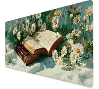 Flower Mouse Mat Book Gaming Mouse Pad Large XXL Desk Mat with Non-Slip Base and Stitched Edge Keyboard Pad for Gaming/Home/Office Work/Accessories, Improved Precision and Speed (80 x 40cm) 698-1wxl