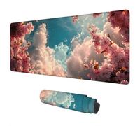 Flower Mouse Mat Large 1500x800 mm Gaming Mouse Pad Cloud Mousepad, Waterproof Desk Pad Keyboard Mat for Computer Accessories, Mousemat with Non-Slip Base Stitched Edges for Gifts for Men Office H-13