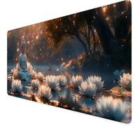 Flower Mouse Mat Large Desk Mat Zen Mouse Pad 600 x 300 x 3mm With Non-Slip Rubber Base, Stitched Edge Mousepad, Waterproof Washable Extended Desk Pad for Office Accessories, Gifts for Men g9-H11