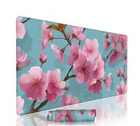 Flower Mouse Mat Large Gaming Mouse Pad Pink Computer Keyboard Pads xxl 1000x400x3mm Waterproof Smooth Cloth Surface with Rubber Base Non-Slip Desk Matt with Stitched Edges for Laptop, Office w-4857