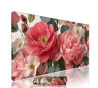 Flower Mouse Mat Large Gaming Mouse Pad Plant Computer Keyboard Pads xxl 1000x400x3mm Waterproof Smooth Cloth Surface with Rubber Base Non-Slip Desk Matt with Stitched Edges for Laptop, Office w-2649