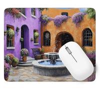 Flower Mouse Mat, Small Mouse Pad Architecture Waterproof Gaming Mousepad, Mini Desk Mat 34 x 28 cm with Anti-Slip Base, Stitched Edges Mousepad, Keyboard, Mousemats Desk, Gifts for Women p1j-368