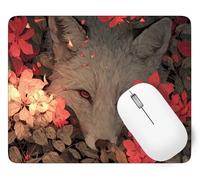 Flower Mouse Mat, Small Mouse Pad Fox Waterproof Gaming Mousepad, Mini Desk Mat 25 x 21 cm with Anti-Slip Base, Stitched Edges Mousepad, Keyboard, Mousemats for Desk, Office, Gifts for Women p1j-374