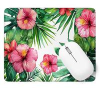 Flower Mouse Mat, Small Mouse Pad Plant Waterproof Gaming Mousepad, Mini Desk Mat 25 x 21 cm with Anti-Slip Base, Stitched Edges Mousepad, Keyboard, Mousemats for Desk, Office, Gifts for Women p1j-71