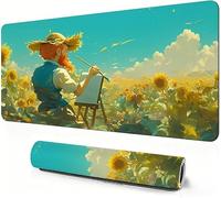 Flower Mouse Mat XXL 1000 x 500 x 3mm Gaming Mouse Pad Man Desk Accessories, Extra Large Size Improve Mobility Accuracy and Speed, Desk Mat with Non Slip Base and Stitched Edge for Gaming DZ-419