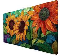 flower Mouse Mat XXL, 800x400x3mm Gaming Mouse Pad Large sunflower, Office Accessories Desk Mat, Waterproof Non Slip Rubber Base-Smooth Surface Mousepad, Apply To Office Home Or Gifts For Men A406