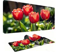 Flower Mouse Pad 1000x500mm, Gaming Accessories Mouse Mat - Mousepad with Non-Slip Base and Stitched Edge Compatible with Laser and Optical Mice Table Pad for Gaming Office Work Gifts Men, Red j0zj488