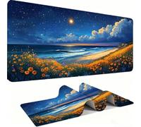 Flower Mouse Pad 600x300mm, Gaming Accessories Mouse Mat - Mousepad with Non-Slip Base and Stitched Edge Compatible with Laser and Optical Mice Table Pad for Gaming Office Work Gifts Men, Sea j0zj-737