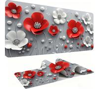 Flower Mouse Pad 800x400mm, Gaming Accessories Mouse Mat - Mousepad with Non-Slip Base and Stitched Edge Compatible with Laser and Optical Mice Table Pad for Gaming Office Work Poppy j0zj-794