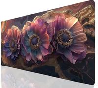 Flower Mouse Pad 900 x 300 mm Large Desk Mat Pink Mousepad Gaming With Waterproof Surface Non-Slip Rubber Base, Extended Mouse Mat With Stitched Edge, Gaming Mousepad for Office Accessories a-1673
