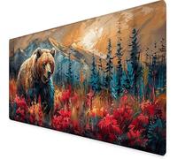 Flower Mouse Pad Large 700x300x3mm, Bear Gaming Mouse Pad Waterproof Desk Mat with 3MM Stitched Edges, Non-Slip Rubber Base Mousepad Computer Accessories for Gaming, PC, Office, Home, Gifts -yym25093T