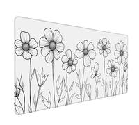 Flower Mouse Pad Large 900x300mm, White Gaming Mouse Pad Waterproof Desk Mat with 3MM Stitched Edges, Non-Slip Rubber Base Mousepad Computer Accessories for Gaming, PC, Office, Home, Gifts -lsy2603K7