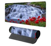 Flower Mouse Pad, Mouse Mat 1000x500x3mm, Stitched Edge Design XXL Desk Mat Large, Desk Accessories Gaming Mousemat, Office Accessories Keyboard Pad, for Gaming PC Office Large Mousepad, Red N-3323