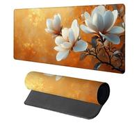 Flower Mouse Pad, Mouse Mat 600x300x3mm, Stitched Edge Design XXL Desk Mat Large, Desk Accessories Gaming Mousemat, Office Accessories Keyboard Pad, for Gaming PC Office Large Mousepad, Orange C-4061