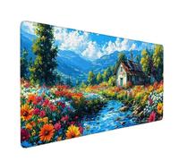 Flower Mouse Pad River Large Mouse Mat 100 x 50cm Desk Mat Large Non-Slip Rubber Base-Smooth Cloth Surface, Durable Stitched Edges Desk Pad for Gaming, Computer, Office Accessories (Flower) 52875l