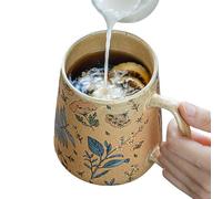 Flower Mug, Household Beer Mug, 5.12x3.35x3.07 Inches Size Comfortable, Large 710ml Ceramic Coffee Cup for Milk Tea Juice, Study Living Room Movie Night Home Decor, Lovers Students