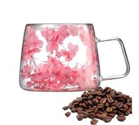 Flower Mugs - Clear Mug with Flowers | 200ml Spring Coffee Mugs Flower Coffee Mug Cup, Creative Flower Mug with Handle, Creative Flower Mugs with Double Wall Insulation for Coffee