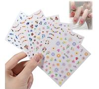 Flower Nail Stickers & Decals, Nail Art Stickers for Gel Nails, 6 Sheets Self-Adhesive Colorful Blossom Floral Nails Decals, Nail-Accessories for Fingernail Design Supplies, Gift for For Manicure Love
