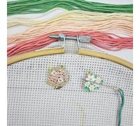 Flower Needle Minder Magnetic Needle Keeper for Cross Stitch Embroidery Sewing Needle and Pin Holders Needlepoint Accessories (Jasmine Hydrangea)