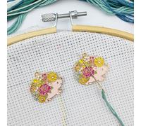 Flower Needle Minder Magnetic Needle Keeper for Cross Stitch Embroidery Sewing Needle and Pin Holders Needlepoint Accessories (Flower Hedgehogs)