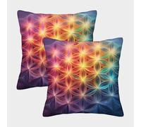 Flower of Life-Sacred Geometry Art Pillow Covers 2 Pack Cozy Pillowcase Art Cushion Cover Polyester Decor Sofa for Living Room Bedroom 50x50cm