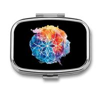 Flower of Life Symbol Watercolor Chakra Symbol Travel Pill Box Portable Pill Organizer Medical Box Pill Case Pill Container for Men Women