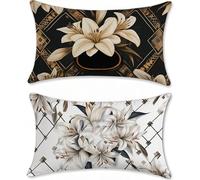 Flower Outdoor Cushions Covers 60x90cm Garden Cushions Waterproof Retro Sofa Cushion for Outdoor Furniture Linen Cushion Cover Set of 2 Decorative Pillows, Oblong Scatter Throw Pillow Covers u-16177