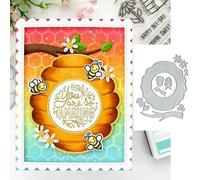 Flower Oval Bee Flower Tree Metal Die Cuts,Spring Square Flower Frame Cutting Dies Cut Stencils for DIY Invitation Card Scrapbooking Album Decorative Embossing Paper Dies Card Making