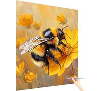 Flower Paint by Numbers for Adults Bee Painting by Numbers for Children Beginners, Cheerful Painting Art Kits for Adults, DIY Acrylic Paints Drawing Paintwork on Canvas Mothers Day Gifts 30x40cm F-84