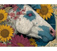 Flower Paint by Numbers for Adults Beginner with Frame, Horse Painting by Numbers for Children, DIY Acrylic Oil Painting Number Kits Art Crafts, Hobbies for Adults Room Wall Decor 50x70 cm Q-5226
