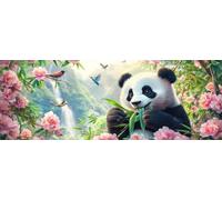 Flower Paint by Numbers for Adults Beginners, 22x65 Inch Large Paint by Numbers Panda, Easy DIY Acrylic Oil Painting by Numbers for All Ages Crafts for Home Wall Decor, Gift (Without Frame) -H959