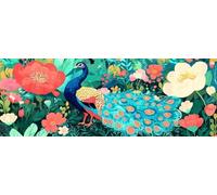 Flower Paint by Numbers for Adults Beginners, 34x101 Inch Large Paint by Numbers Peacock, Easy DIY Acrylic Oil Painting by Numbers for All Ages Crafts for Home Wall Decor Gift (Without Frame) -H942