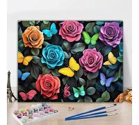 Flower Paint by Numbers for Adults Beginners, Plants Painting by Numbers for Adults with Brushes and Acrylic Pigment, Canvas Paintwork for Home Wall Decor, Gift for Women 25x40cm (Unframed) Y3-396